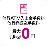 他行ATM入出金手数料 他行宛振込手数料 最大月5回0円