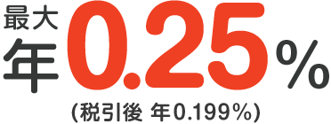 最大年0.25%(税引後 年0.199%)