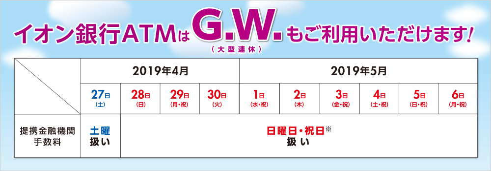 ゴールデンウィーク Gw はイオン銀行へ行こう イオン銀行