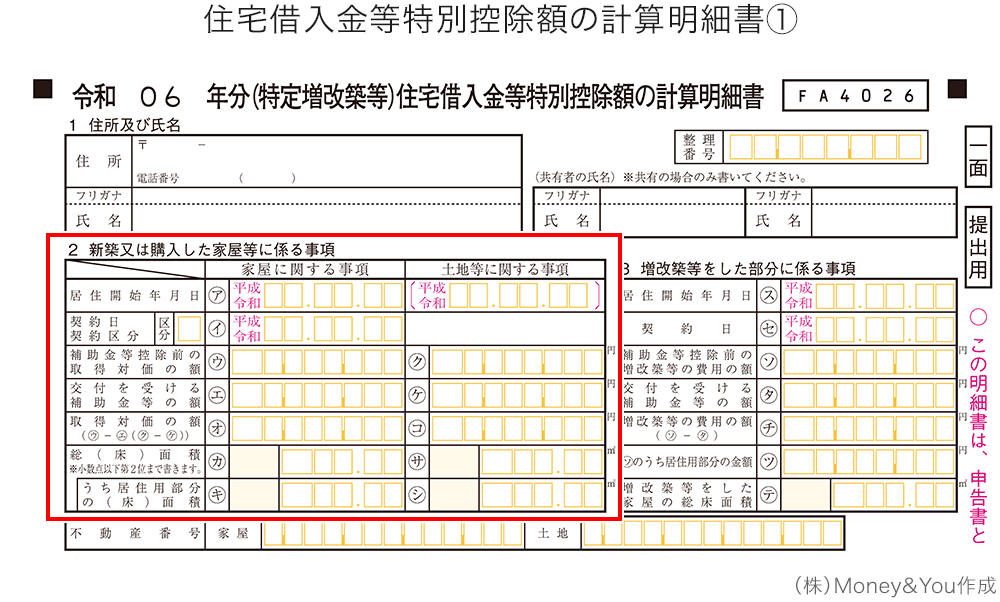 住宅借入金等特別控除額の計算明細書①