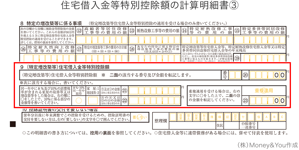 住宅借入金等特別控除額の計算明細書③