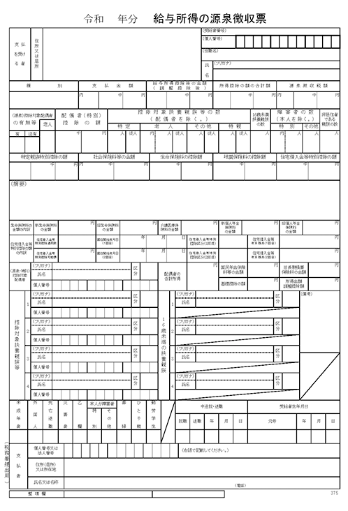 給与所得の源泉徴収票