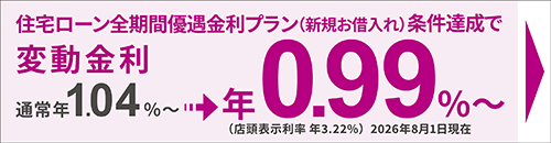住宅ローン全期間優遇金利プラン（新規お借入れ）