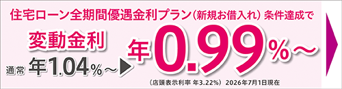 住宅ローン全期間優遇金利プラン（新規お借入れ）