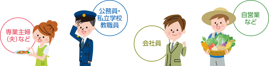 専業主婦（夫）など 公務員・私立学校教職員 会社員 自営業など