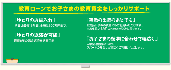 教育ローンでお子さまの教育資金をしっかりサポート