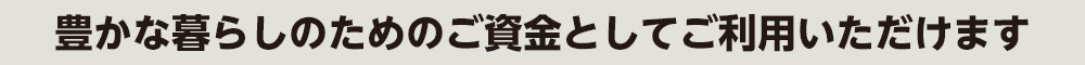 豊かな暮らしのためのご資金としてご利用いただけます