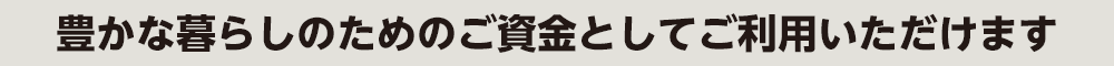 豊かな暮らしのためのご資金としてご利用いただけます