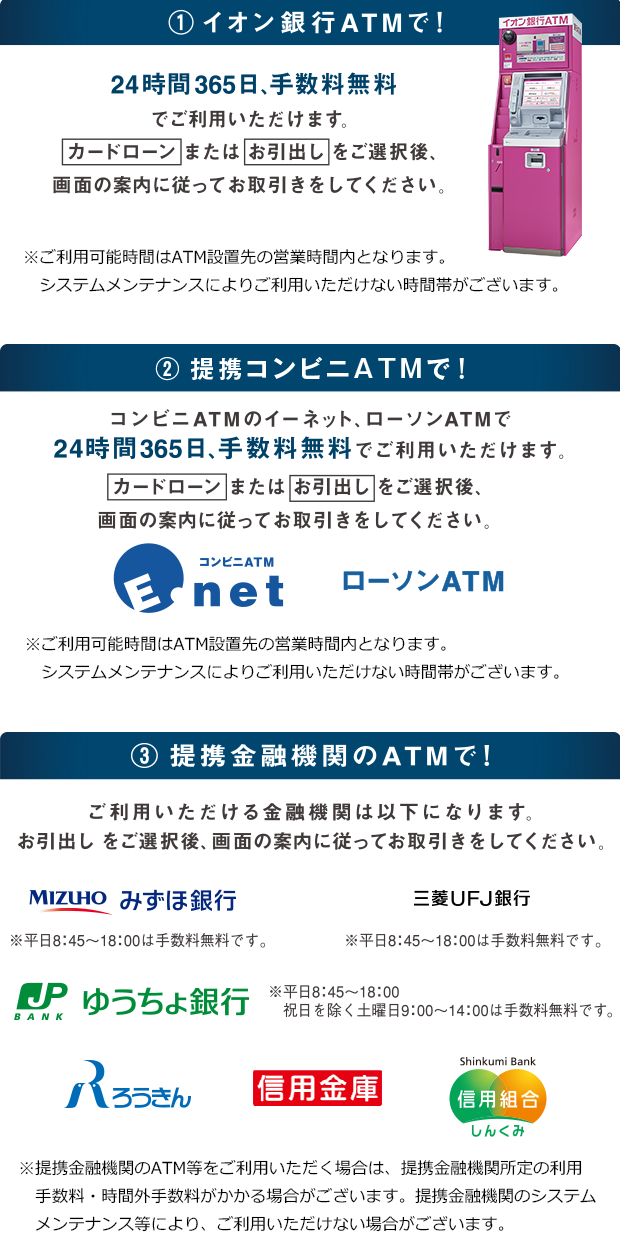お借入れは全国ATMで簡単！