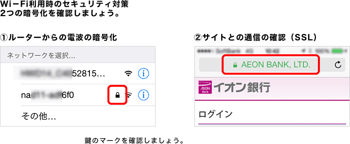 Wi－Fi利用時のセキュリティ対策 2つの暗号化を確認しましょう。