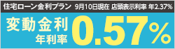 住宅ローン金利プラン 2025年7月1日現在 店頭表示利率 年2.87% 変動金利 年利率0.57％