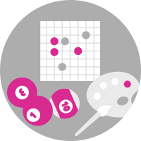 囲碁や絵の具などの絵