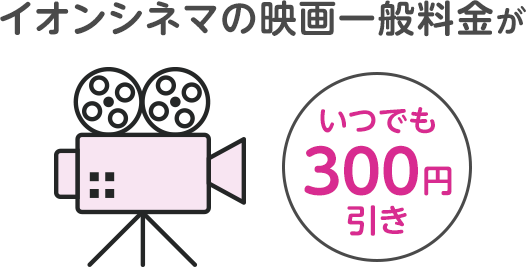 イオンシネマの映画一般通常料金がいつでも300円引き