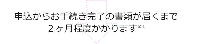 申込からお手続き完了の書類が届くまで2ヶ月程度かかります※1